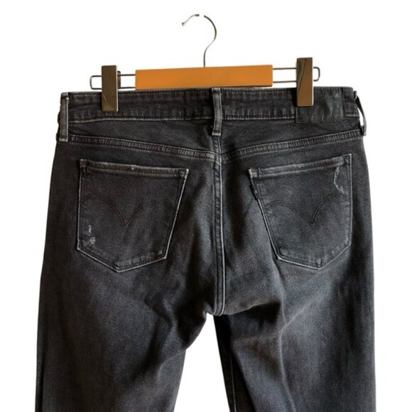 Levi’s 711 Skinny Black Ripped Denim Jeans 28 Distressed - Picture 9 of 14